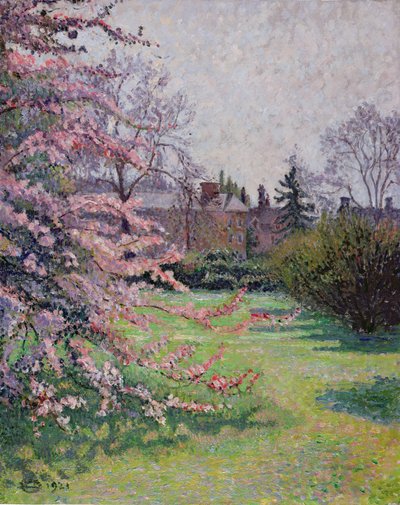 Japanse Kweepeerbloesem, Kew, 1921 door Lucien Pissarro